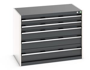 Bott Cubio drawer cabinet with overall dimensions of 1050mm wide x 650mm deep x 800mm high Cabinet consists of 2 x 100mm, 2 x 150mm and 1 x 200mm high drawers 100% extension drawer with internal dimensions of 925mm wide x 525mm deep. The drawers... Bott Drawer Cabinets 1050 x 650 installed in your Engineering Department